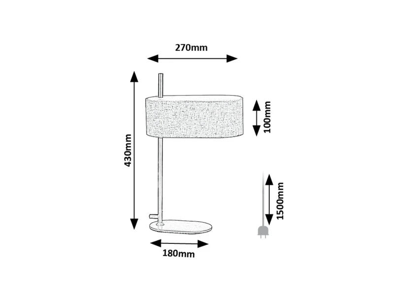 Narmin – table lamp in black matt with beige fabric shade, Ø270mm, 1×E14