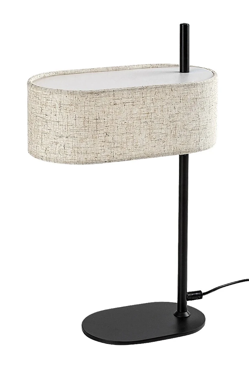 Narmin – table lamp in black matt with beige fabric shade, Ø270mm, 1×E14