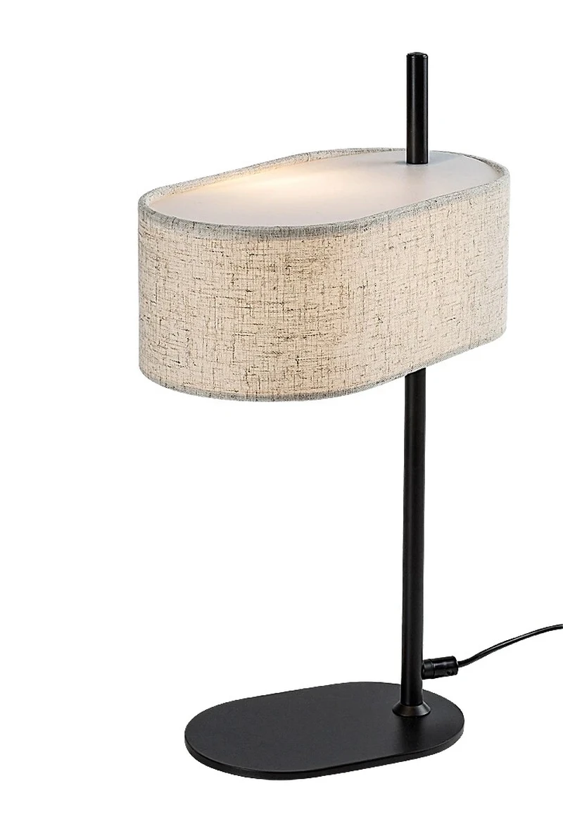 Narmin – table lamp in black matt with beige fabric shade, Ø270mm, 1×E14