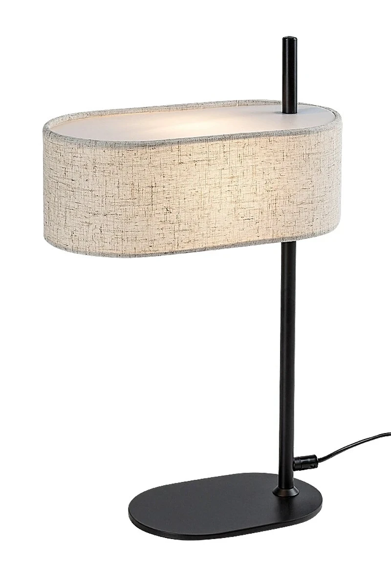 Table Lamps Narmin – table lamp in black matt with beige fabric shade, Ø270mm, 1×E14