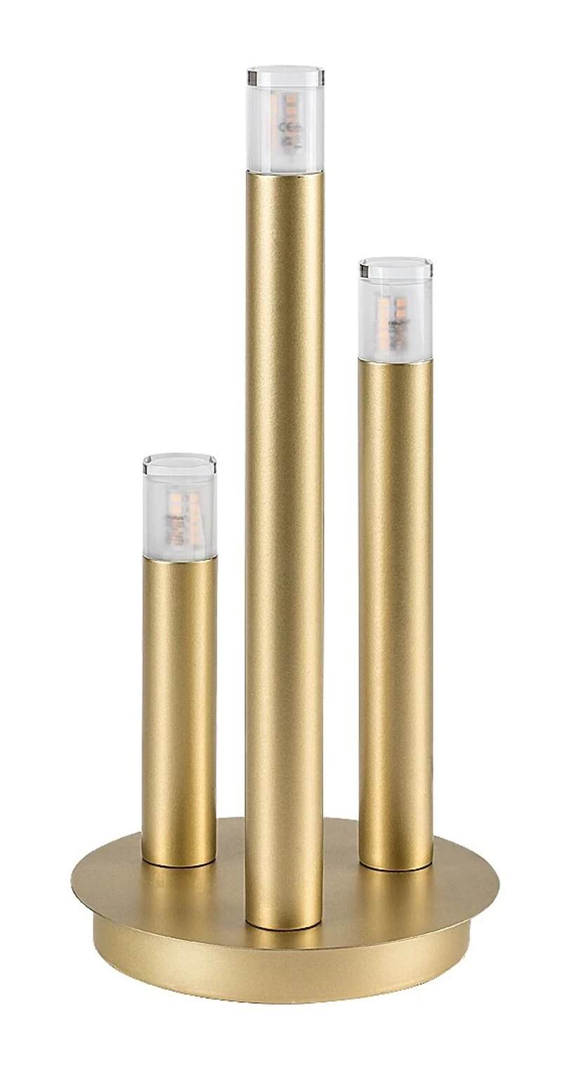 Ramira – table lamp in gold with clear acrylic, Ø30mm, 3×G9, 365mm