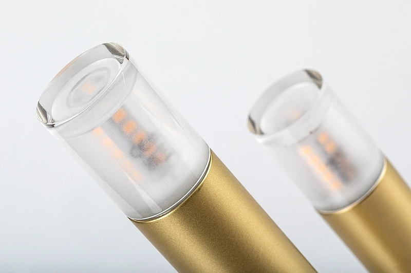 Ramira – table lamp in gold with clear acrylic, Ø30mm, 3×G9, 365mm