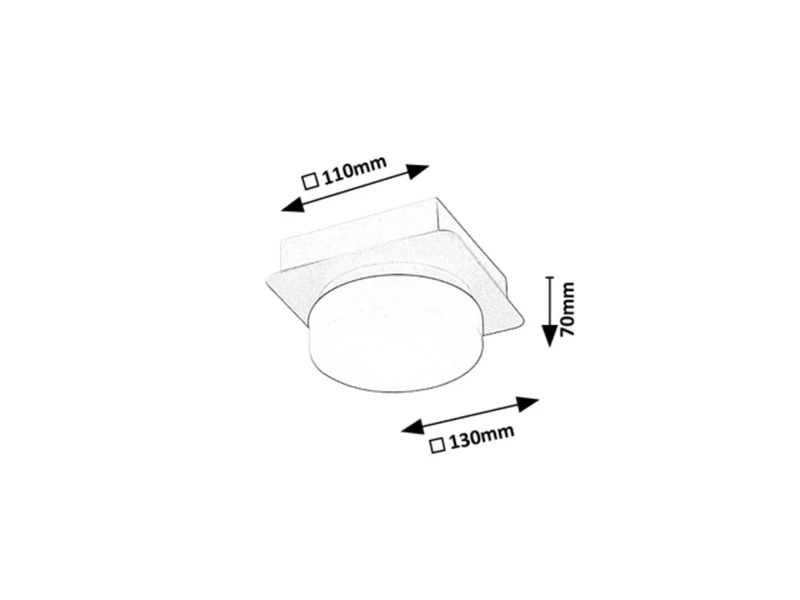 Attichus – LED ceiling light for bathroom in black matt with white shade, 130×130mm, 5W, 4000K