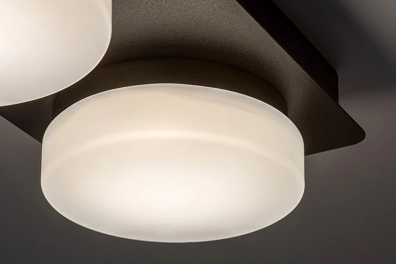 Attichus – LED плафон за баня в черен мат с бели плафони, 280мм, 11W, 4000K