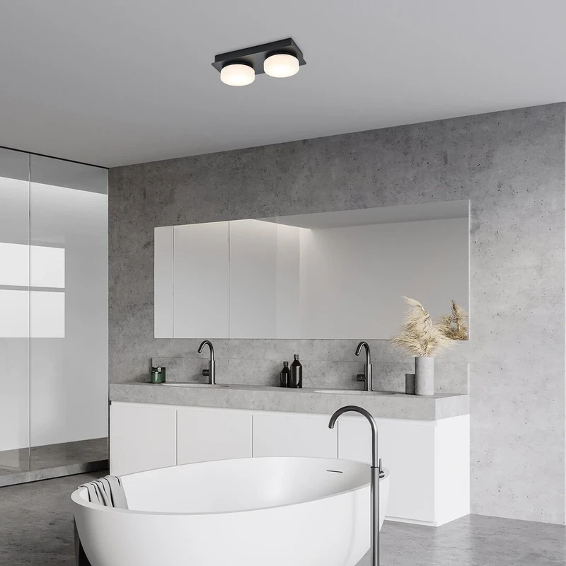 Attichus – LED плафон за баня в черен мат с бели плафони, 280мм, 11W, 4000K