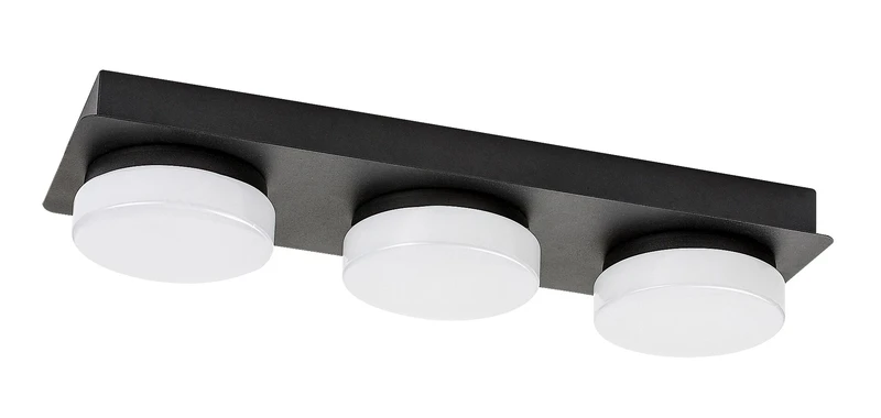 Attichus – LED ceiling light for bathroom in black matt with white ceiling lights, 430mm, 18W, 4000K