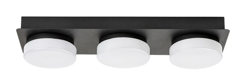 Attichus – LED ceiling light for bathroom in black matt with white ceiling lights, 430mm, 18W, 4000K