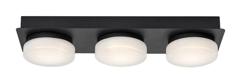 Attichus – LED ceiling light for bathroom in black matt with white ceiling lights, 430mm, 18W, 4000K