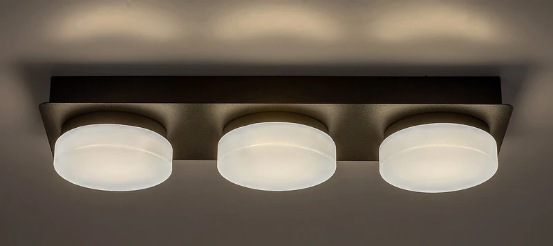 Attichus – LED ceiling light for bathroom in black matt with white ceiling lights, 430mm, 18W, 4000K