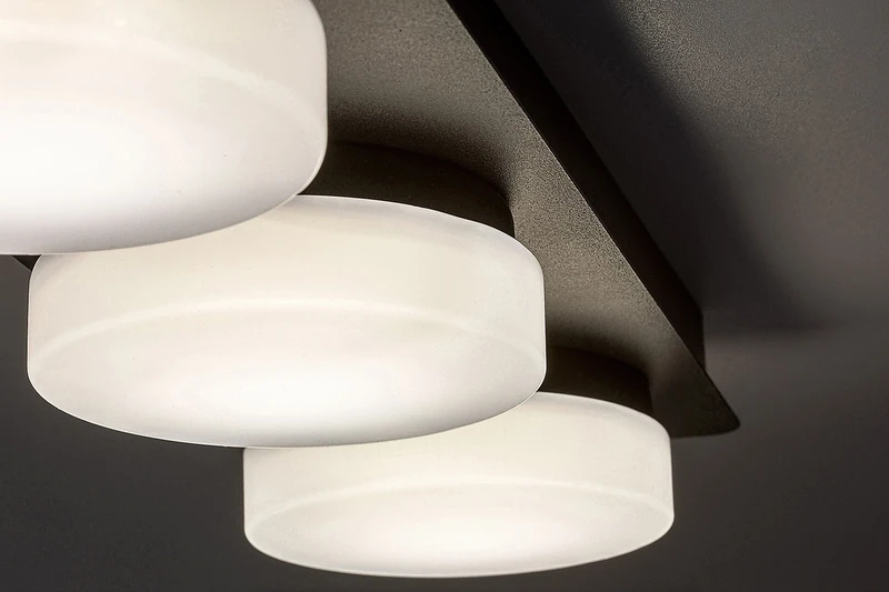 Attichus – LED ceiling light for bathroom in black matt with white ceiling lights, 430mm, 18W, 4000K