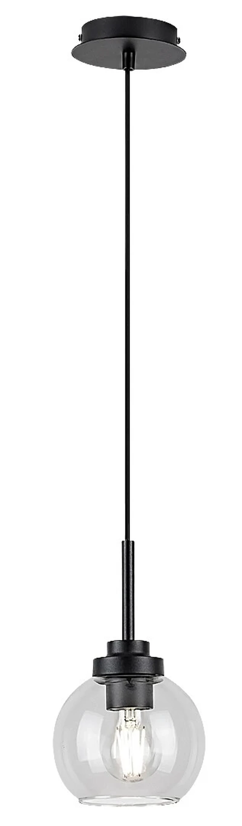 Bathroom Lighting Tirina – LED pendant for bathroom in black matt with clear glass, Ø150mm, 1×E27, IP44