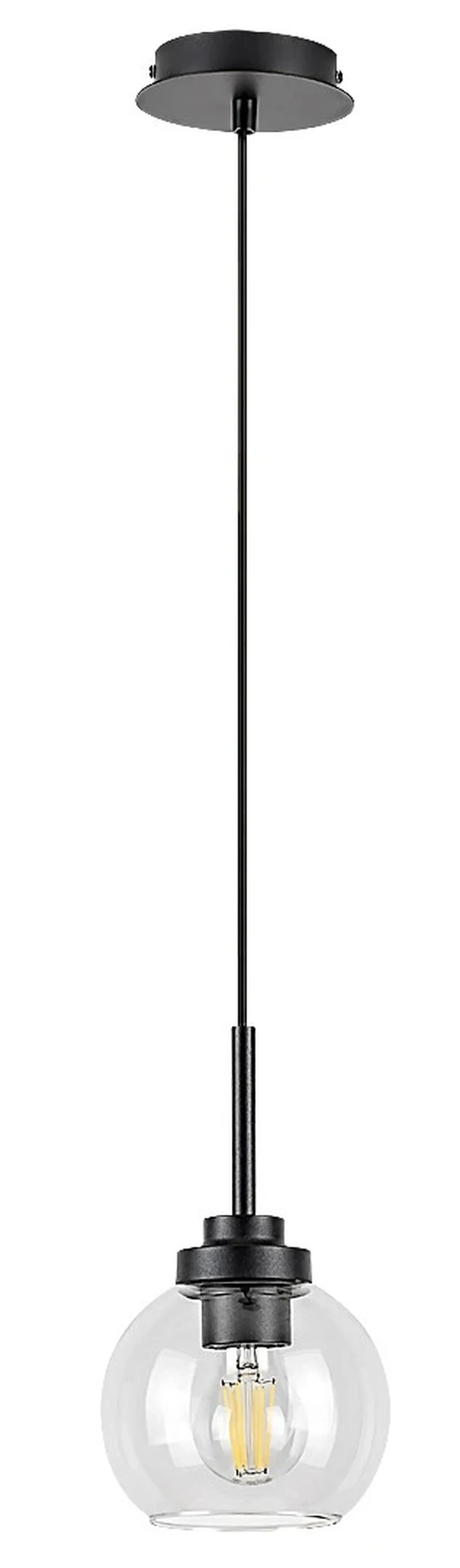Tirina – LED pendant for bathroom in black matt with clear glass, Ø150mm, 1×E27, IP44