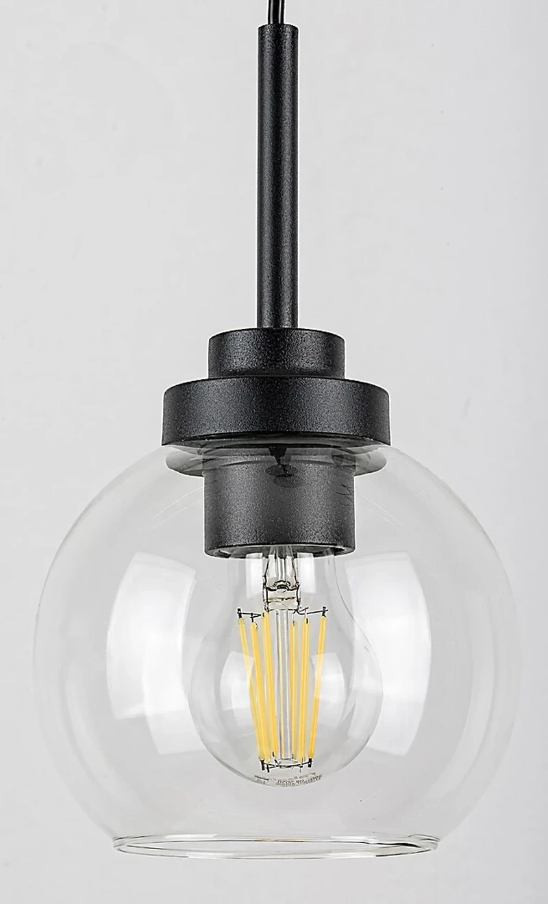 Tirina – LED pendant for bathroom in black matt with clear glass, Ø150mm, 1×E27, IP44
