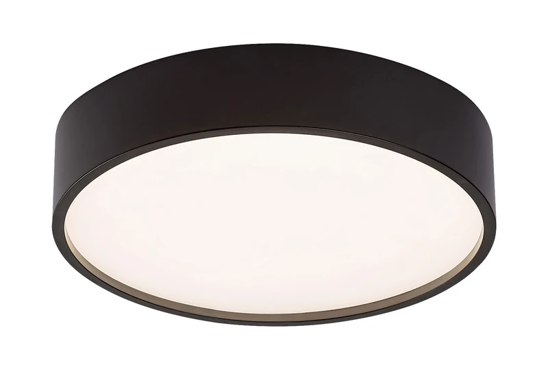 LED Ceiling Lights Larcia – LED ceiling light in black with white shade, Ø280mm, 18W, 4000K, IP44