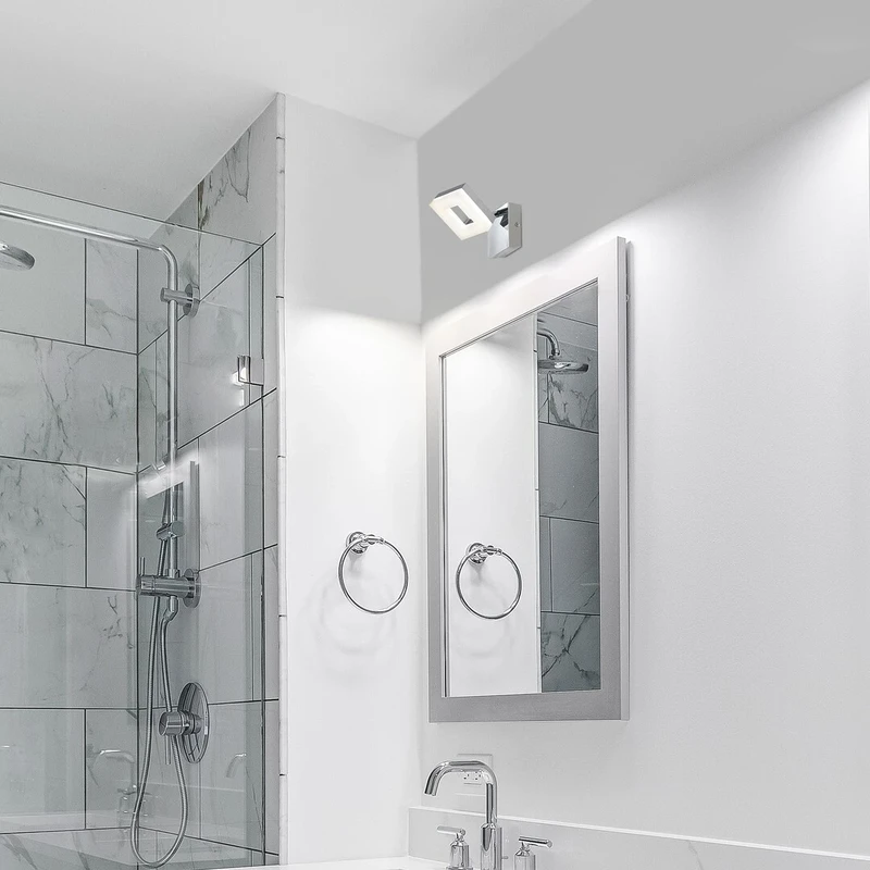 Blas – LED лампа за баня в хром с бял абажур, 90×90мм, 5W, 4000K, IP44