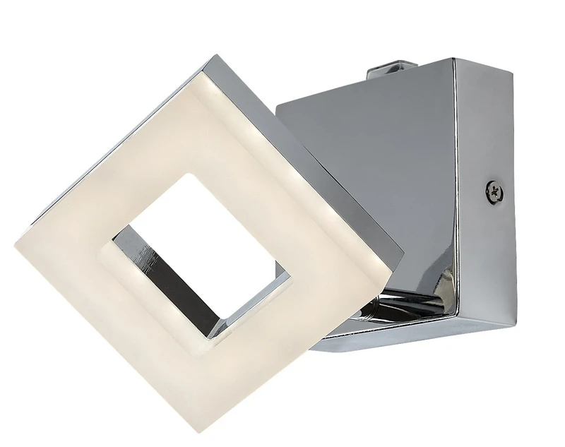 Осветление за баня Blas – LED лампа за баня в хром с бял абажур, 90×90мм, 5W, 4000K, IP44