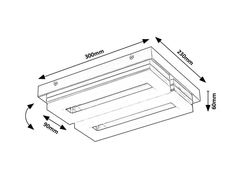 Blas – LED плафон за баня в хром с бял абажур, 300×230мм, 24W, 4000K, IP44