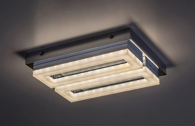 Blas – LED плафон за баня в хром с бял абажур, 300×230мм, 24W, 4000K, IP44
