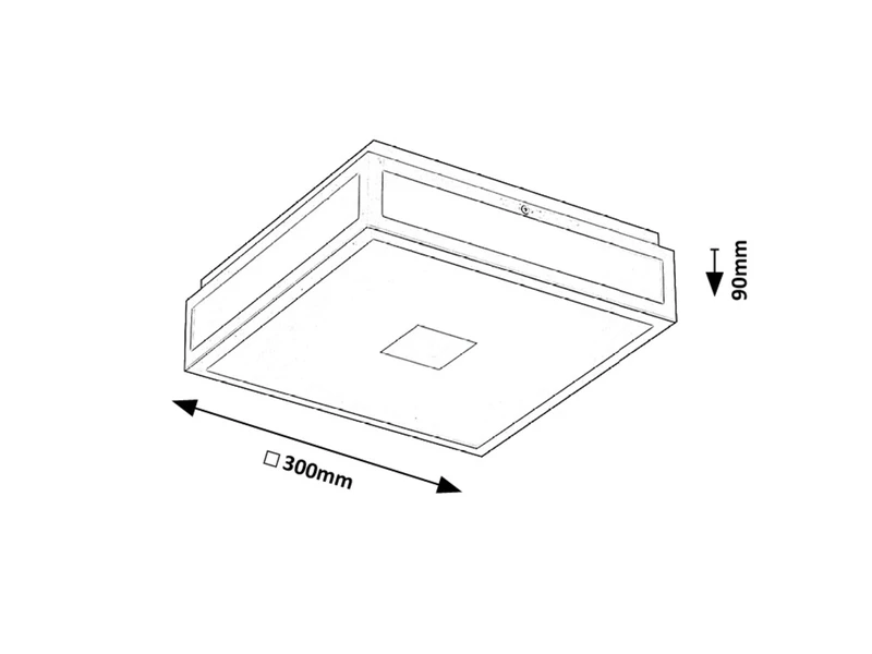 Zoya – LED плафон за баня в черно с бяло стъкло, 300×300мм, 18W, 4000K, IP44