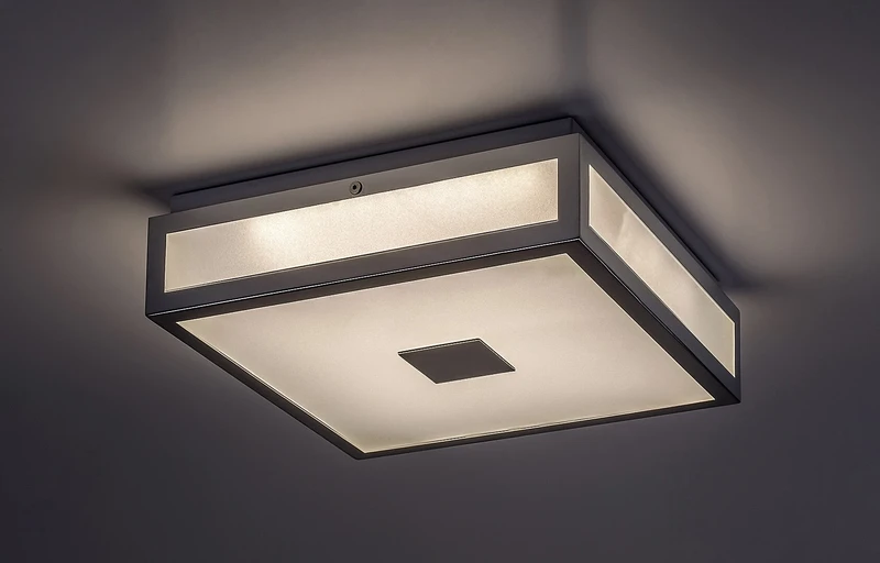 Zoya – LED плафон за баня в хром с бяло стъкло, 300×300мм, 18W, 4000K, IP44