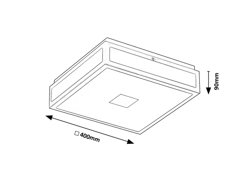 Zoya – LED ceiling light for bathroom in black with white glass, 400×400mm, 24W, 4000K, IP44