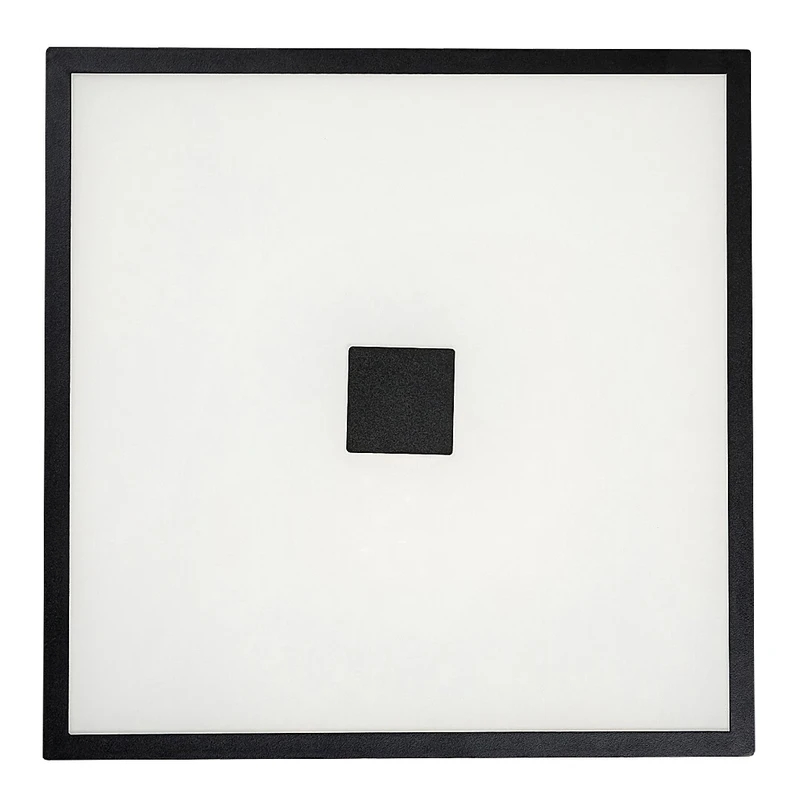 Zoya – LED ceiling light for bathroom in black with white glass, 400×400mm, 24W, 4000K, IP44