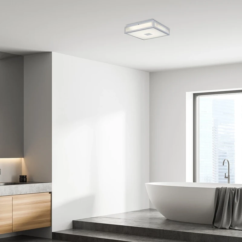 Zoya – LED плафон за баня в хром с бяло стъкло, 400×400мм, 24W, 4000K, IP44