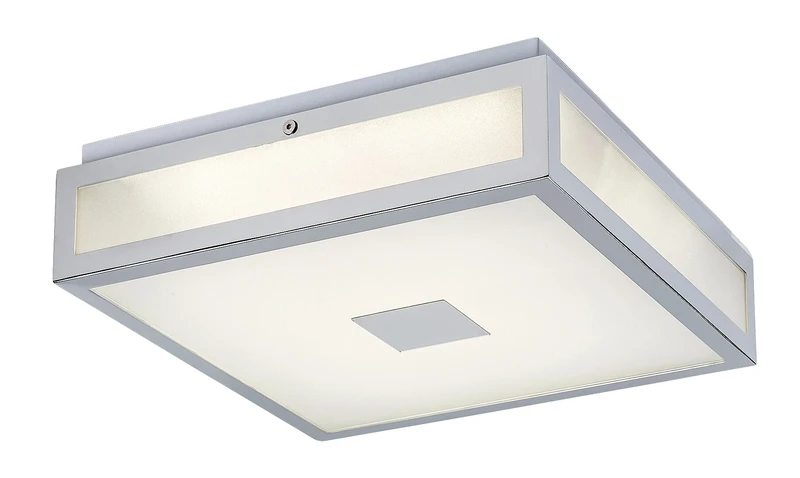 Осветление за баня Zoya – LED плафон за баня в хром с бяло стъкло, 400×400мм, 24W, 4000K, IP44