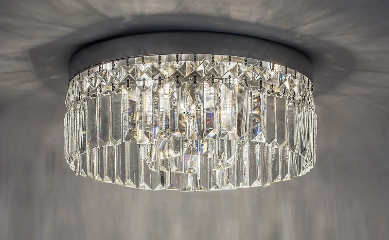 Sybil – classic lamp for bathroom in chrome with clear glass, Ø350mm, 6×G9, IP44