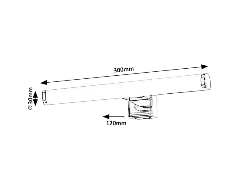 Nour – LED wall light for bathroom in chrome/white, 300mm, 5W, 4000K, IP44