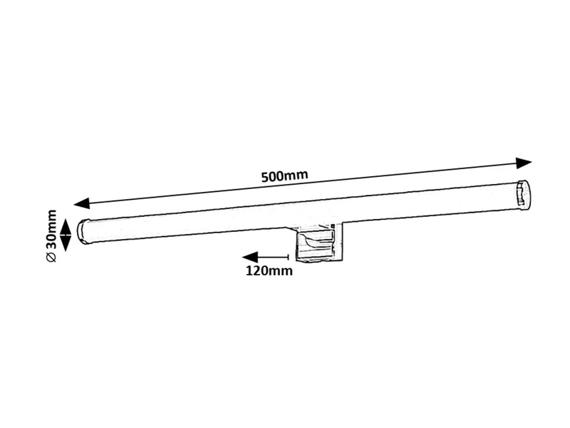 Nour – LED аплик за баня в хром с бял абажур, 500мм, 9W, 4000K, IP44