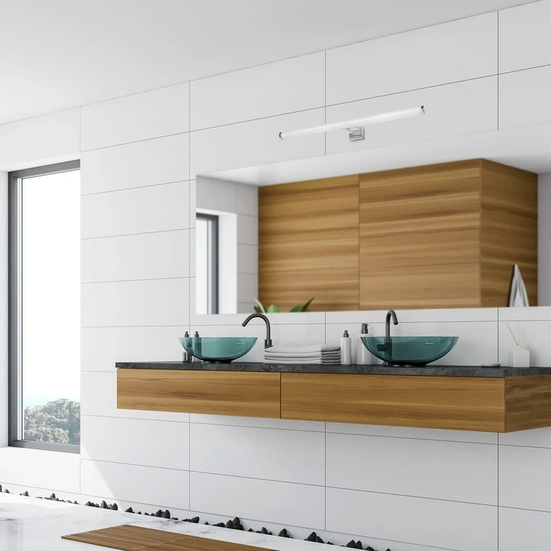 Nour – LED аплик за баня в хром с бял абажур, 500мм, 9W, 4000K, IP44
