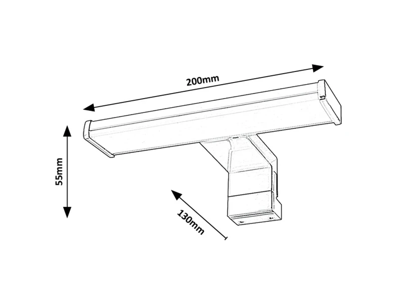 Levon – LED аплик за баня в хром с бял абажур, 200×55мм, 4W, 4000K, IP44