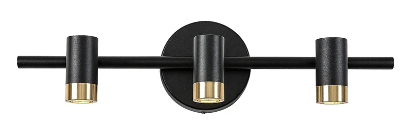 Kadir – LED аплик за баня в черно/злато, 470мм, 9W, 4000K, IP44