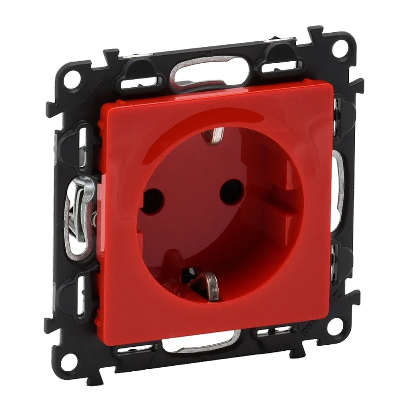 Schuko socket 2P+E Red - Legrand Valena Life 753129