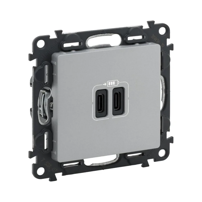 Legrand Розетка 2х USB тип C+C 5V 3A 15W за зареждане Алуминий - Legrand Valena Life 753307