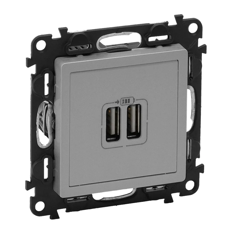 Legrand Контакт 2xUSB 1500mA Алуминий - Legrand Valena Life 753312