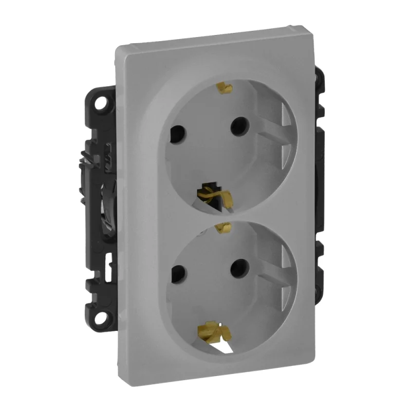 Schuko socket double 2P+E Aluminium - Legrand Valena Life 753326