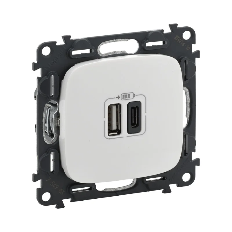 Socket 2XUSB type A+C 5V 2.4A 12W White - Legrand Valena Allure 754965
