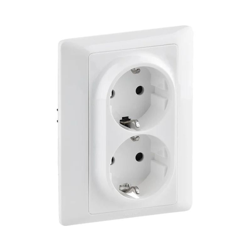 Legrand Блистер - Двоен контакт Шуко с рамка Бял - Legrand Valena Life 755702