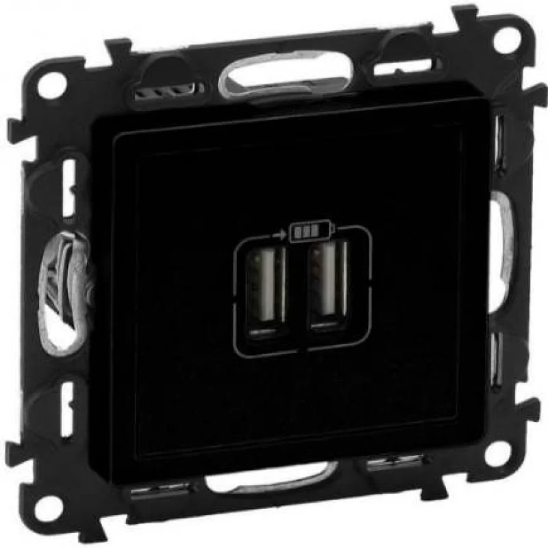 Legrand Outlet 2xUSB type A 5V 2.4A 12W for charging Black matt - Legrand Valena Life 756312