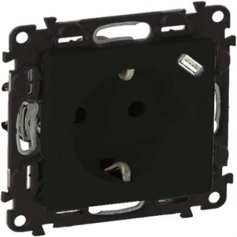 Legrand Schuko socket with children's protection with USB type C Black matt - Legrand Valena Life 756335