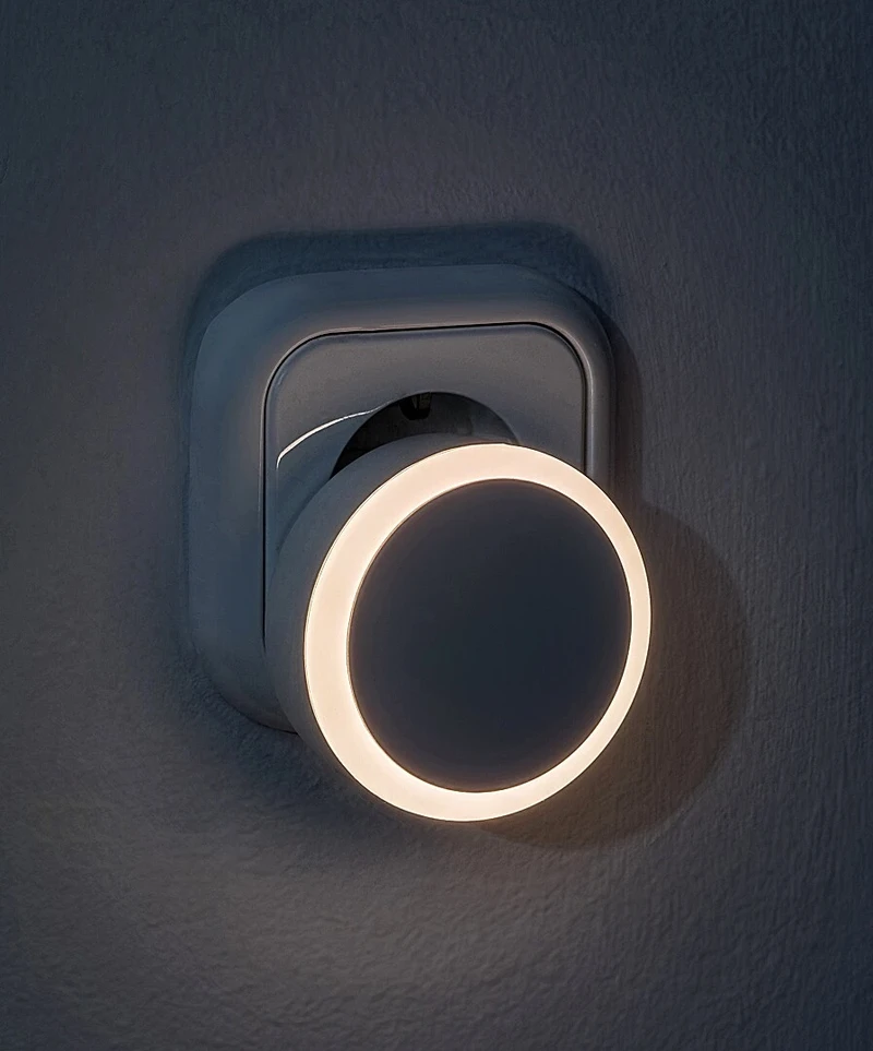 Zofe – LED нощна лампа в бяло със сензор за светлина, Ø60мм, 0.3W, 3000K