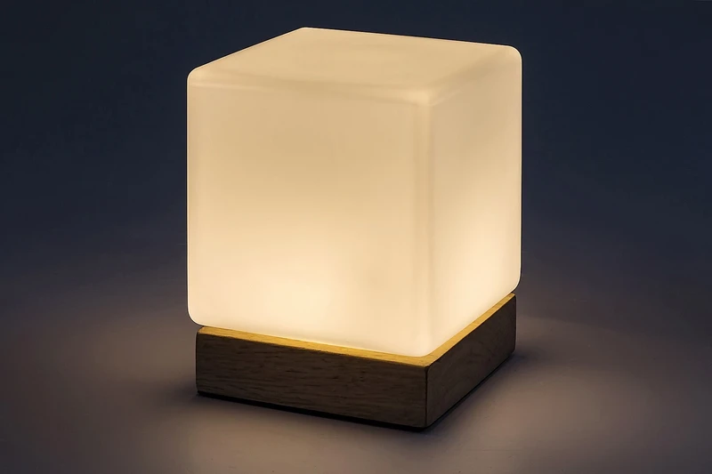 Pirit – LED table lamp in colour beech with white glass, 105×130mm, 1.2W, 3000K