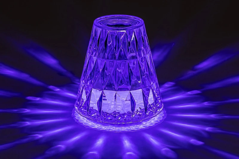 Siggy – LED table lamp in clear, Ø110mm, 2W, 3000K, RGB