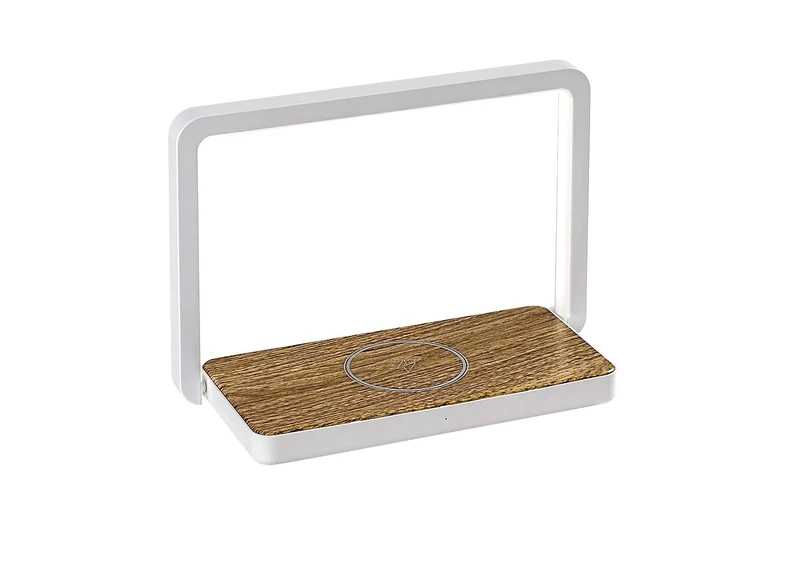Table Lamps Buldus – LED table lamp in oak/white matt, 210×145mm, 4W, 3000K, dimmable