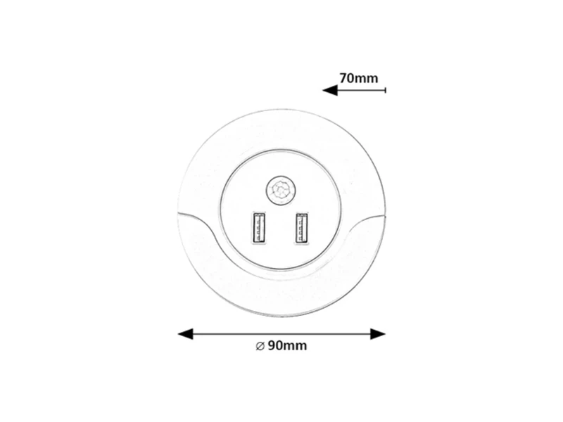 Dembo – LED нощна лампа със сензор за движение в бяло, Ø90мм, 13.9W, 3000K