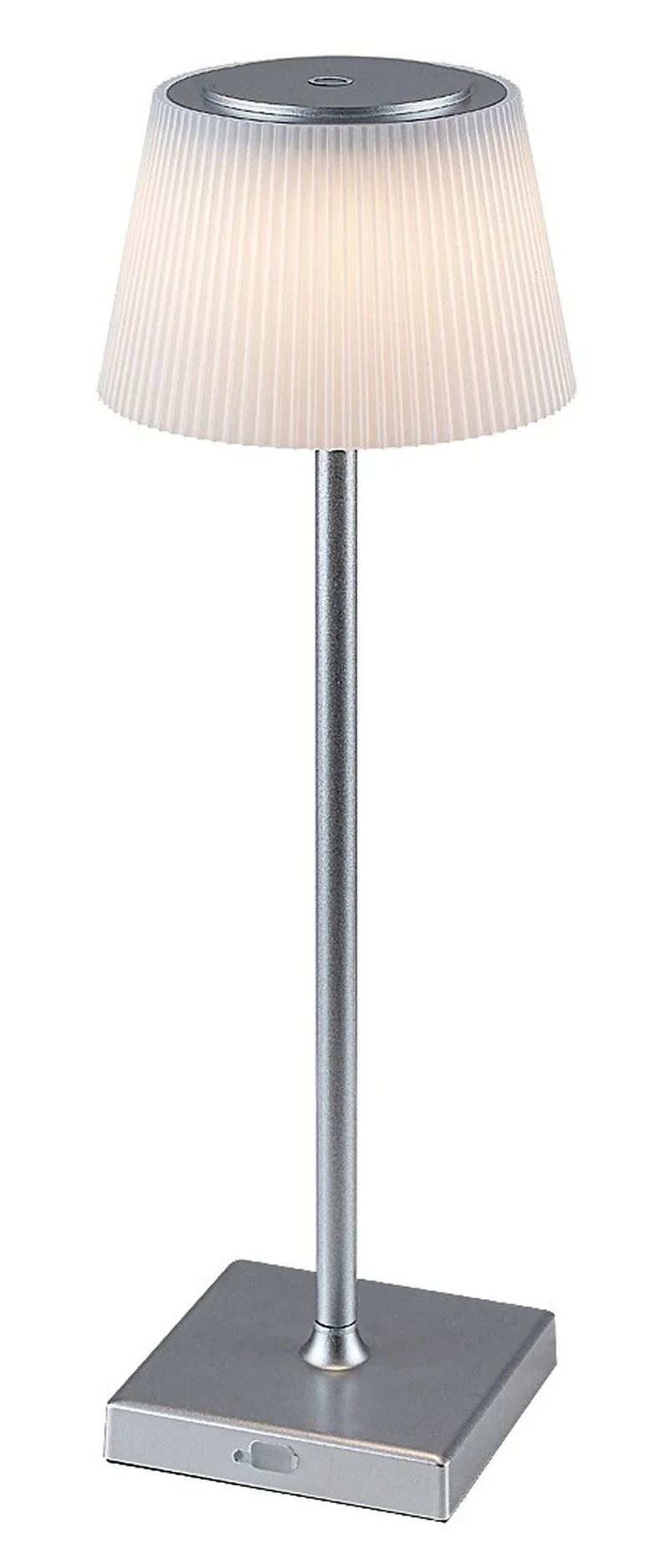 Table Lamps Taena – LED table lamp in silver with white shade, Ø130mm, 4W, 3000-5000K