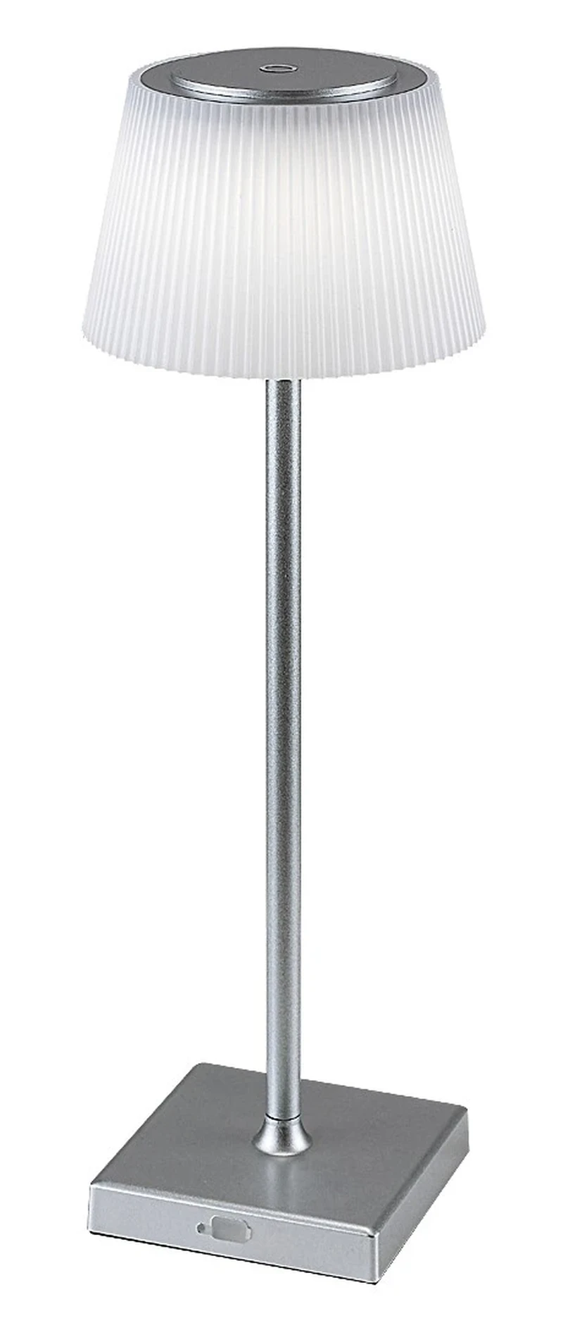Taena – LED table lamp in silver with white shade, Ø130mm, 4W, 3000-5000K