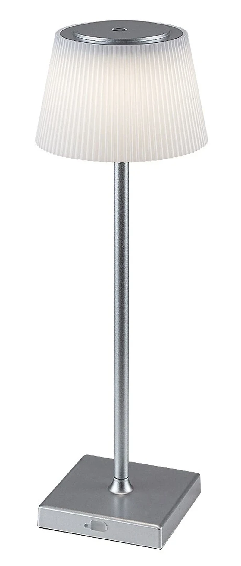 Taena – LED table lamp in silver with white shade, Ø130mm, 4W, 3000-5000K
